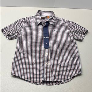 Ben Sherman Red and Blue Checkered Kids Shirt with Tie